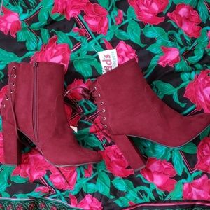 SALE ‼‼‼New FALL RED BOOTIES WITH BACK LACE
